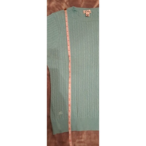 Lilly Pulitzer Vintage Cashmere Cable Knit Short Sleeve Sweater Blue Size Large - Picture 6 of 9